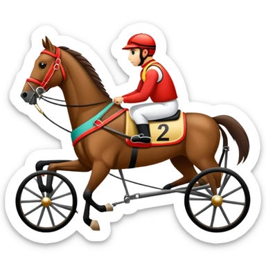 Harness racing with modern sulky behind horse with driver in it sticker