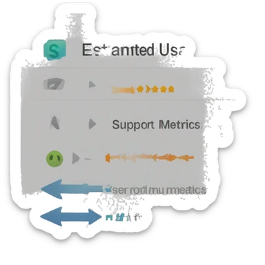 The words "Estimated Usage Metrics" at the top. An arrow in the middle pointing down to the text "Support-Metrics" sticker