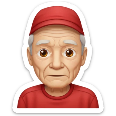 elderly man with red shirt sticker