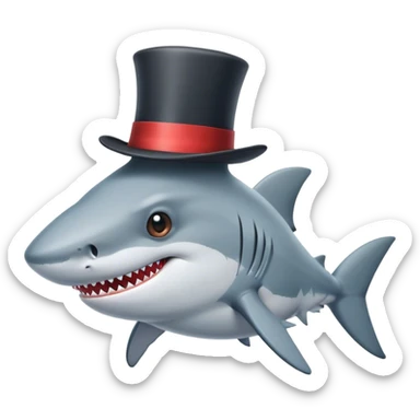 Shark with a top hat sticker