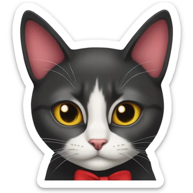 gigi the black cat with a red bow tie sticker