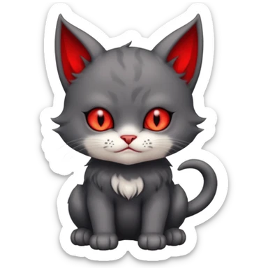 charcoal grey and white baby devil cat sticker