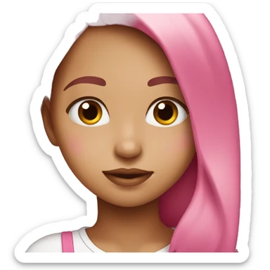 Girl with a pink had so cute sticker