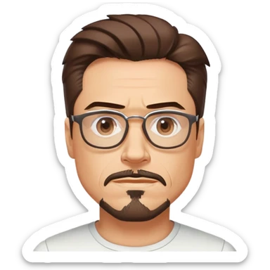 Tony Stark with glasses, goatee, and confident expression sticker