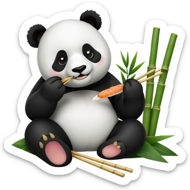 panda eating sushi sticker