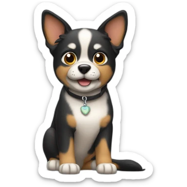 Kleiner schwarzer Hund mit einer katze sticker