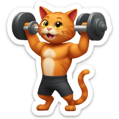 the red cat is to lift dumbbells sticker