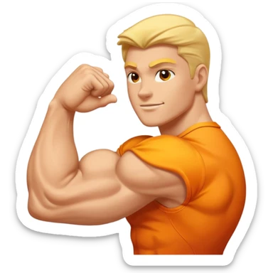 "Create a high-quality, glossy emoji-style illustration of a flexed biceps (💪). Use smooth gradients, rounded shapes, clean vector-style design, soft shadows, and vibrant colors. The result should look like an official modern emoji, crisp and polished." sticker