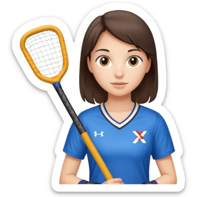 brunette girl playing field hockey sticker