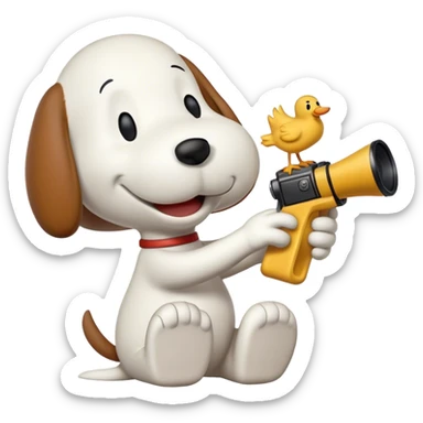 Snoopy and Woodstock taking shots  sticker