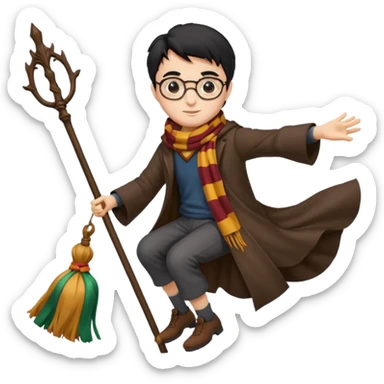 Harry potter riding on a broomstick sticker