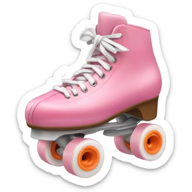 Realistic pink and white roller skate with orange wheels  sticker