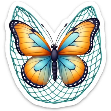 butterfly being caught in a net sticker