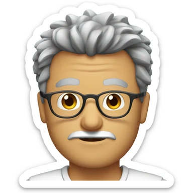 Man spiked hair round glasses gray beard hazel eyes sticker