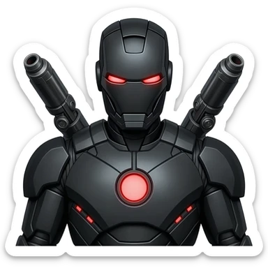 Iron Man version ultra réaliste en noir, uniquement avec des canons, version Ironman sur ses épaules sticker