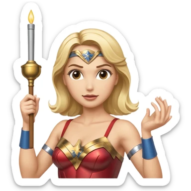 Blonde Wonder Woman holding conductor’s baton and bell  sticker