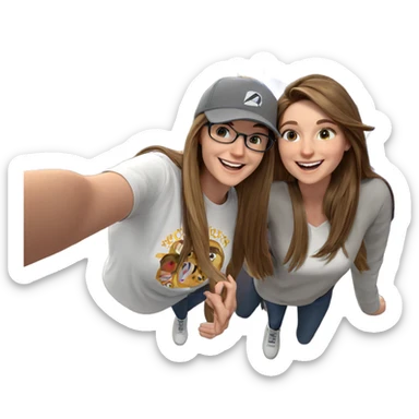 happy girls with long hair sticker