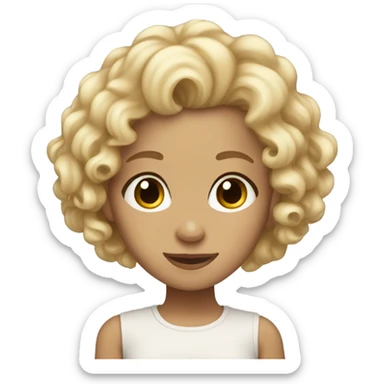 Cute blonde girl with curly hair  sticker