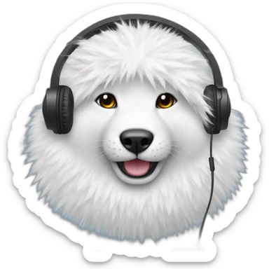circle white fur with headphone sticker