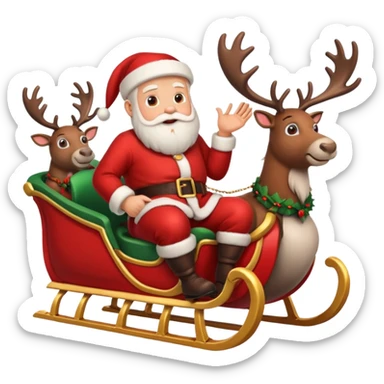 Santa in sleigh with Reindeers sticker