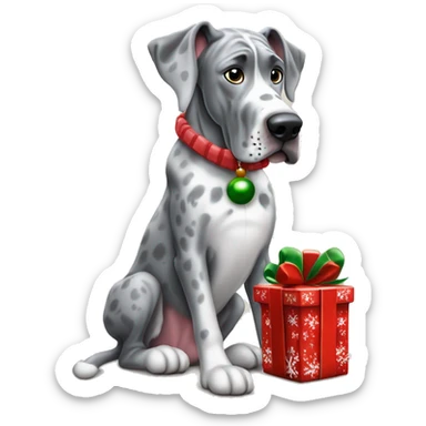 Merle grey Great Dane with a Christmas nutcracker  sticker