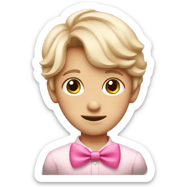 boy with pink bow sticker