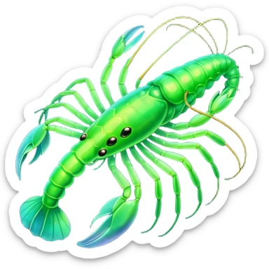 emoji of a glowing green shrimp sticker