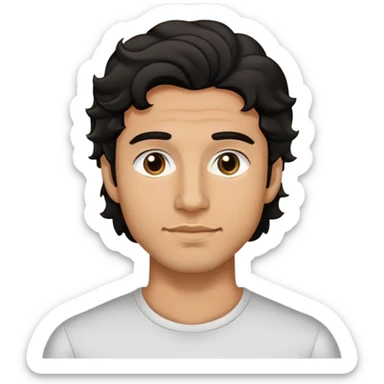 Chico con cabello ondulado no chino color negro ojos negros sin barba ni bigote de 25 años  sticker