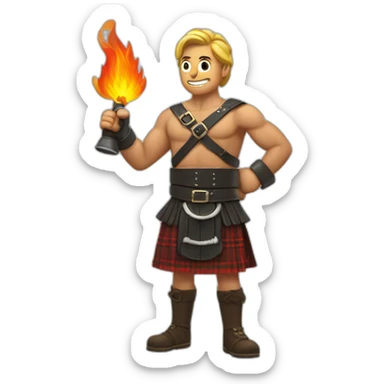 monty starting fires wearing a kilt flex bicep sticker
