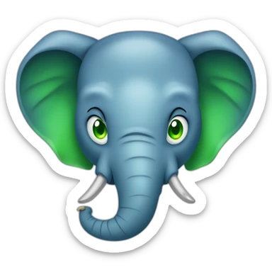 elephant head with an angry blue muzzle and green eyes sticker