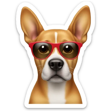 Dog wearing sunglasses with a red shirt  sticker