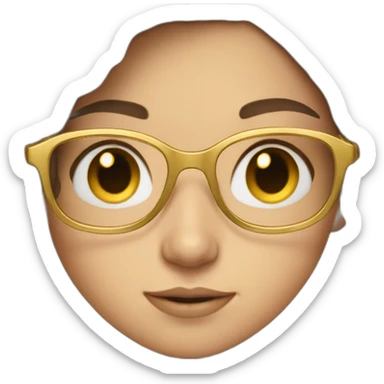 Girl with brown hair blue eyes and gold glasses sticker