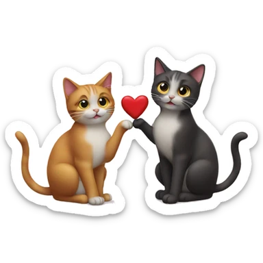 two cat making a heart with their tails sticker