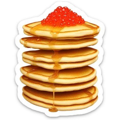 Pancakes with red caviar sticker