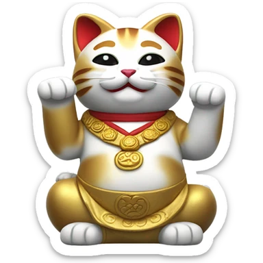 maneki neko both arms up sticker
