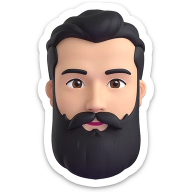 man with thick beard and connected eyebrows that meet in the middle sticker
