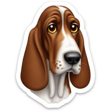 Brown basset hound with dotted nose sticker