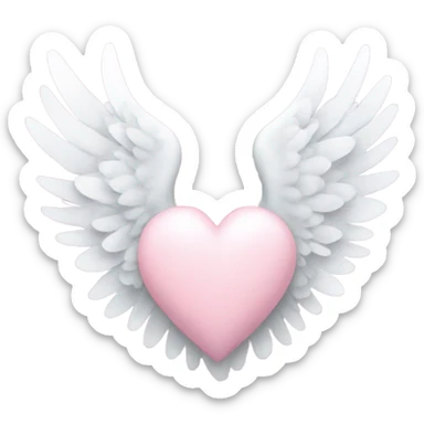 pastel pink heart with white wings sticker