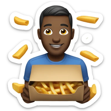 white man mcdonalds worker putting the fries in the bag sticker