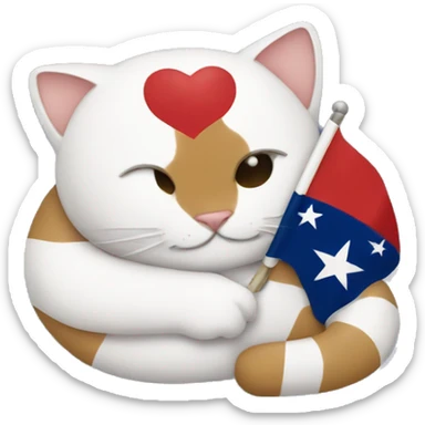 cat hugging texas flag sticker