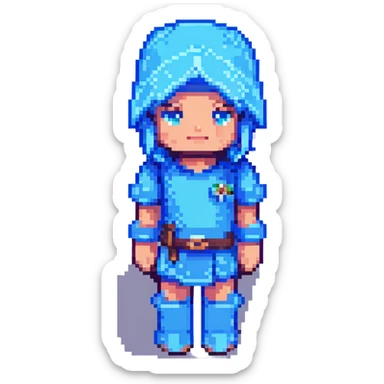 Extract and isolate the character in the blue outfit, preserving the original Minecraft pixel art style, colors, and transparent background. sticker