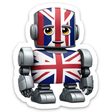 robot United Kingdom flag  sticker