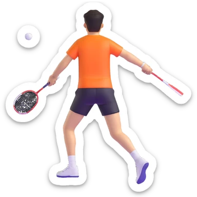 badminton player seen from back, no racket, legs semi-bent sticker