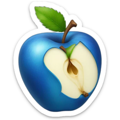 blue bitten apple sticker