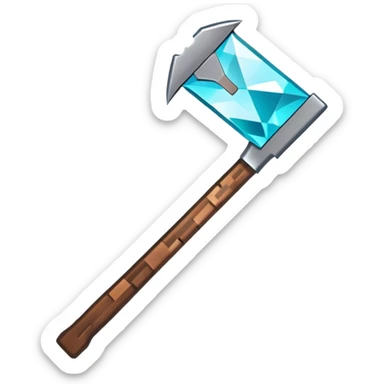 Minecraft diamond pickaxe with brown handle sticker