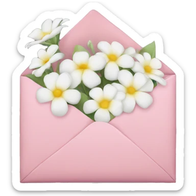 Pink envelope with white flowers sticker