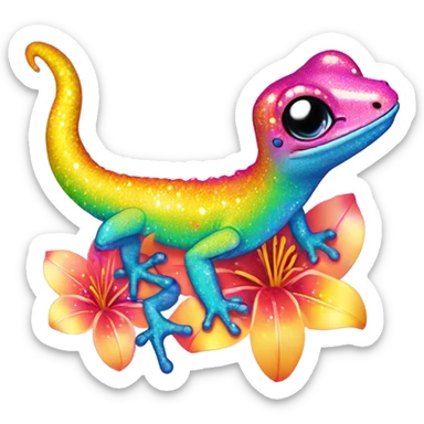 Lisa frank glitter gecko with a lily sticker
