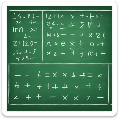Green chalkboard with math equations written on it sticker