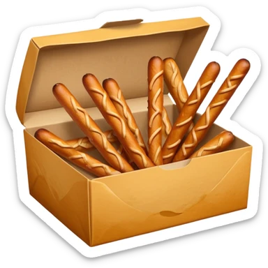 Pretzel sticks on food paper box sticker