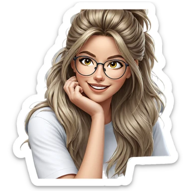 smiling girl with glasses sticker